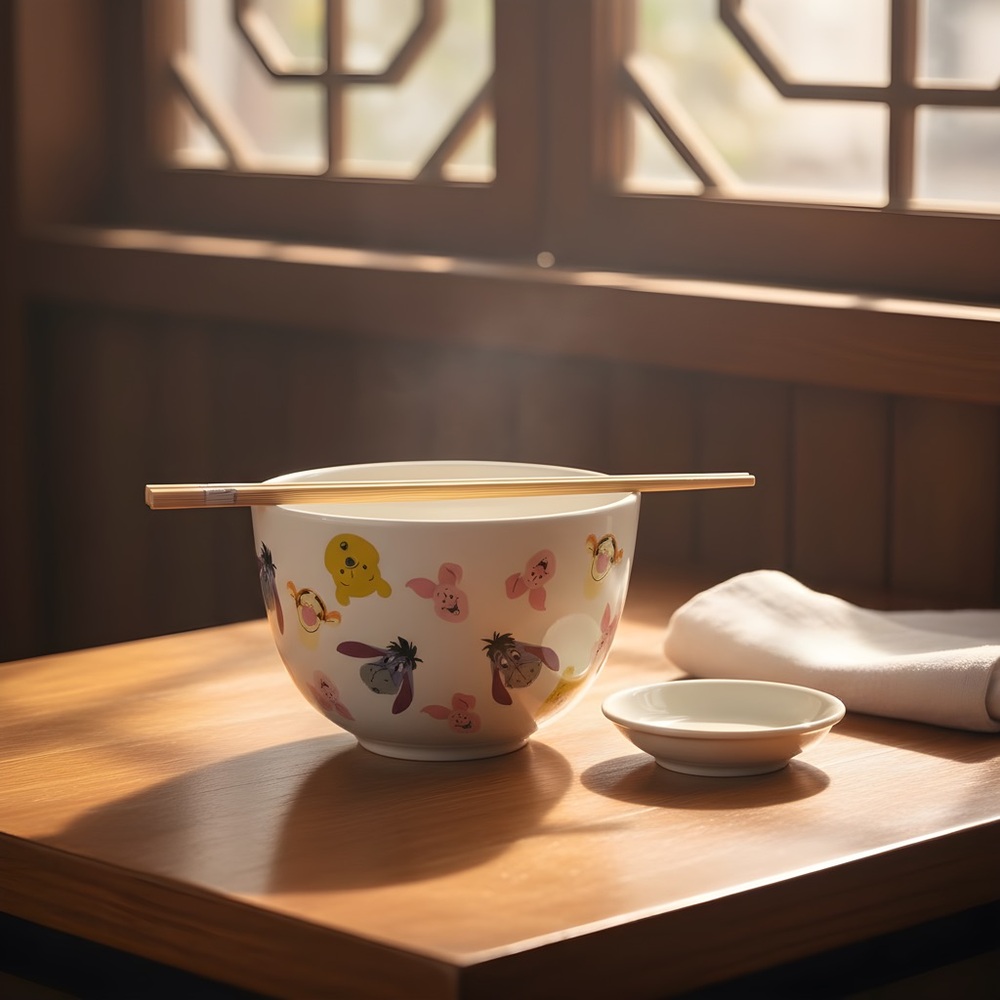 Disney Winnie the Pooh Ceramic Bowl with Chopsticks
